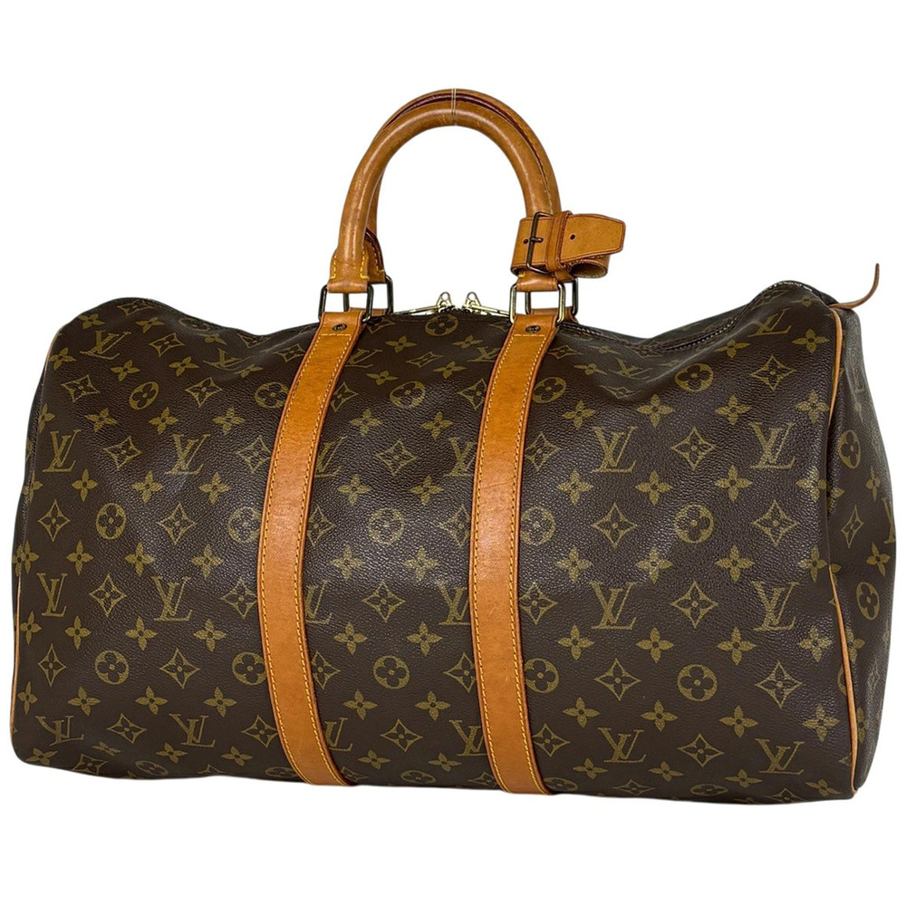 Louis Vuitton Keepall Handbag Boston Bag Monogram Brown